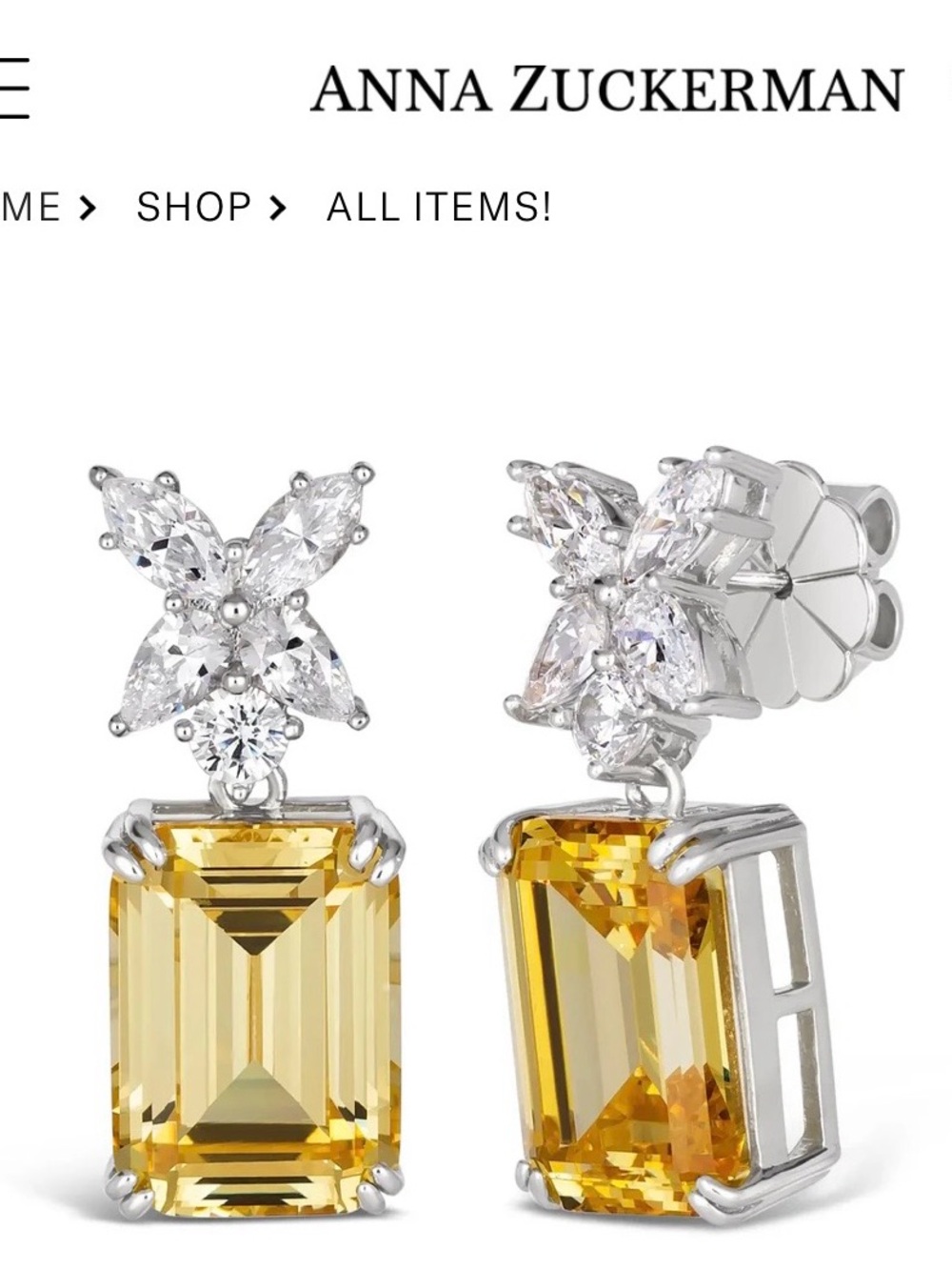 Canary Yellow White Diamond Crystalline Earings